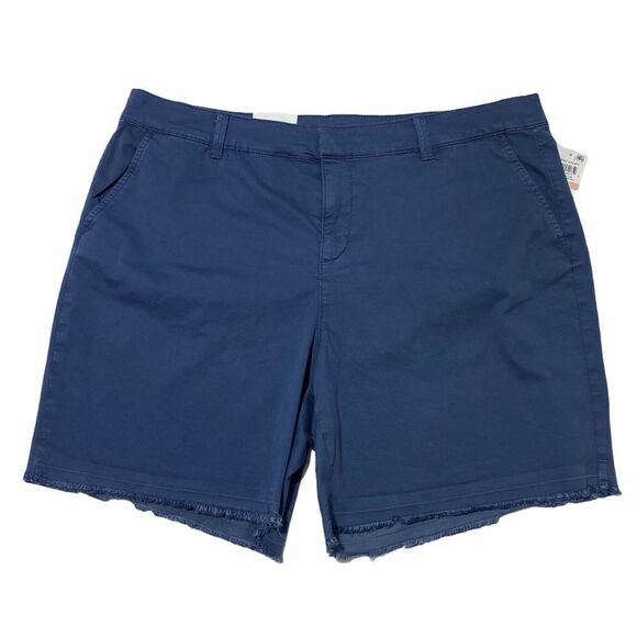STYLE & Co Blue Chino Frayed Shorts 14w - Picture 1 of 11